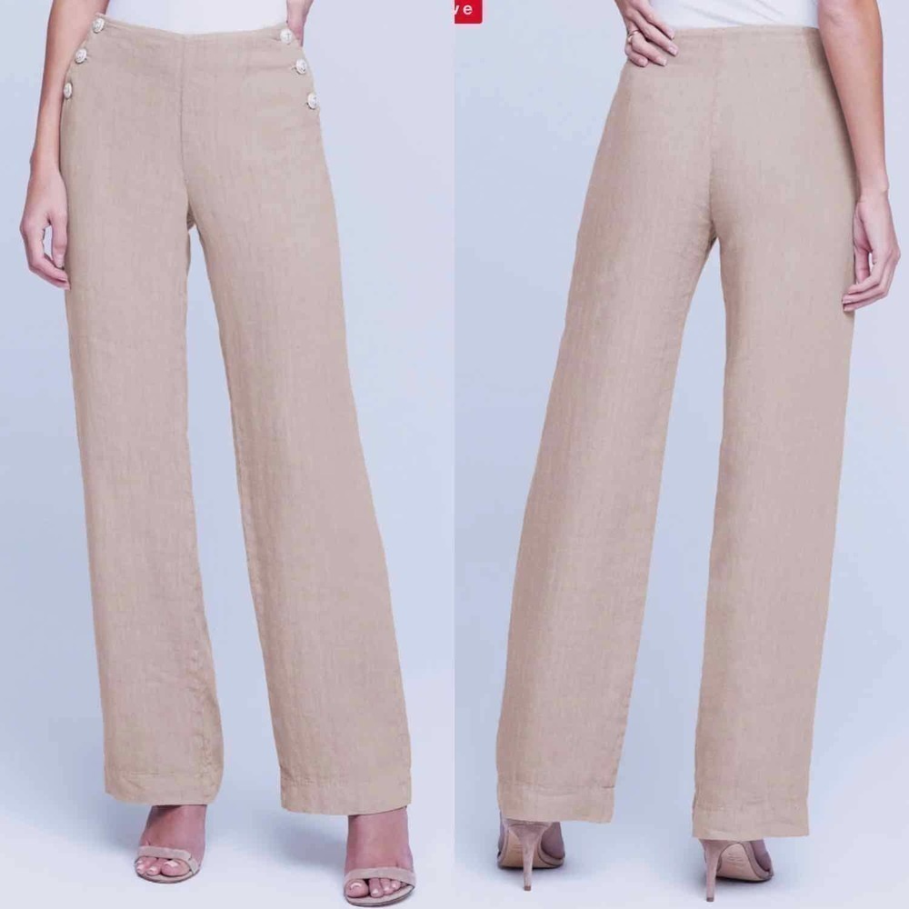 L’AGENCE Dee High Rise Sailor Linen Pants Bone color Size 25 - Picture 4 of 12
